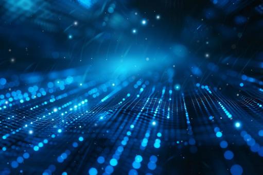 Futuristic background with flowing blue light and grid, technology, digital, blue, JPG