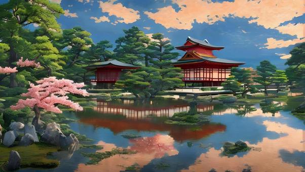 temple cherry blossoms, JPG temple cherry blossoms, 寺廟, 櫻花, 風景, JPG