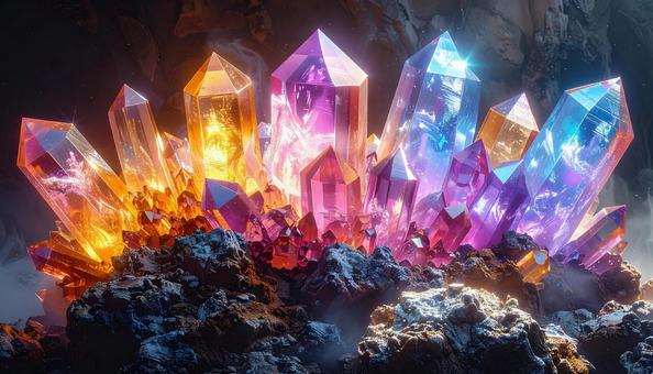 虹色のクリスタルの結晶 虹色のクリスタルの結晶の写真