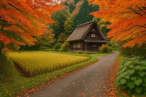 田舎の紅葉 田舎の紅葉の写真