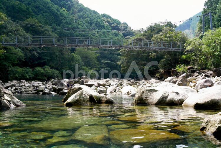 銚子川水系　又口川　魚飛吊橋　魚飛渓 又口川,魚飛吊橋,魚飛吊り橋の写真素材