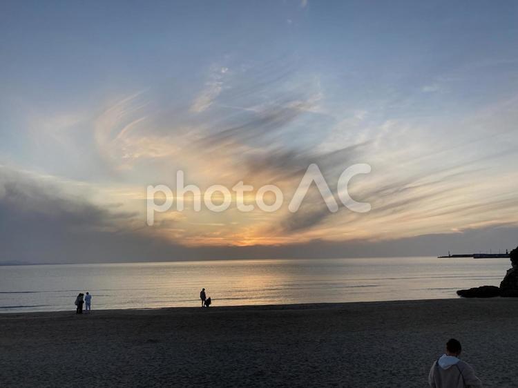 龍雲in出雲（稲佐の浜） 海,空,夕方の写真素材