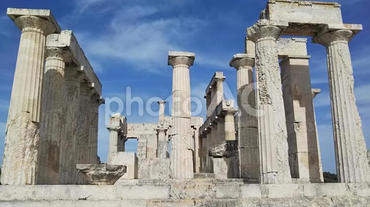 エギナ島にあるアフェア神殿 エーゲ海,エギナ島,アフェア神殿の写真素材