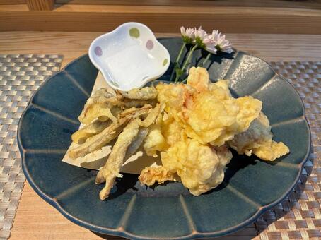 ごぼうと鶏肉の天ぷら ごぼう天,鶏天,天ぷらの写真素材