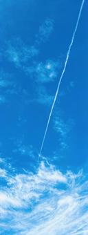 飛行機雲 空,青い,青い空の写真素材
