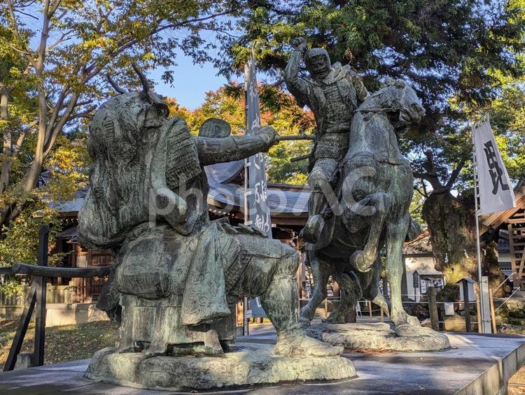 川中島古戦場史跡公園、石像 信濃,国,信州の写真素材