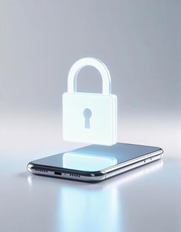 スマートフォンと南京錠 スマートフォンと南京錠の写真