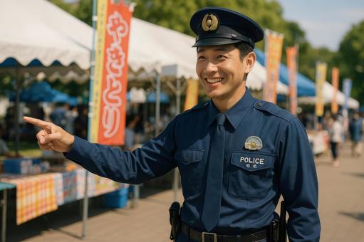 地域イベントで案内する警察官 地域イベントで案内する警察官の写真