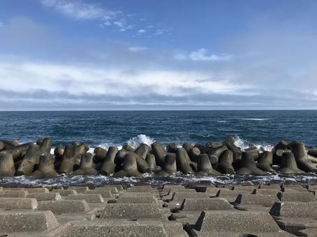 田舎の海 青空 田舎の海 青空の写真