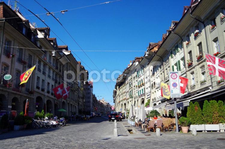 スイス　ベルン旧市街のメインストリート スイス,ベルン,ベルン旧市街の写真素材