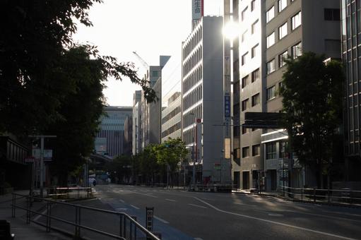 朝日をあげる福岡の町 朝日をあげる福岡の町 福岡,朝,自然の写真素材
