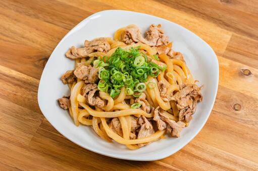 焼きうどん 焼き,うどん,豚肉の写真素材