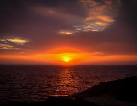 綺麗な朝焼け・朝日の風景2 朝日,朝焼け,海の写真素材