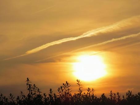 夕焼け空の風景 夕暮れ,空,雲の写真素材