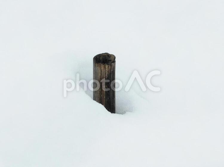 雪に埋もれた木の棒 冬,雪,積雪の写真素材