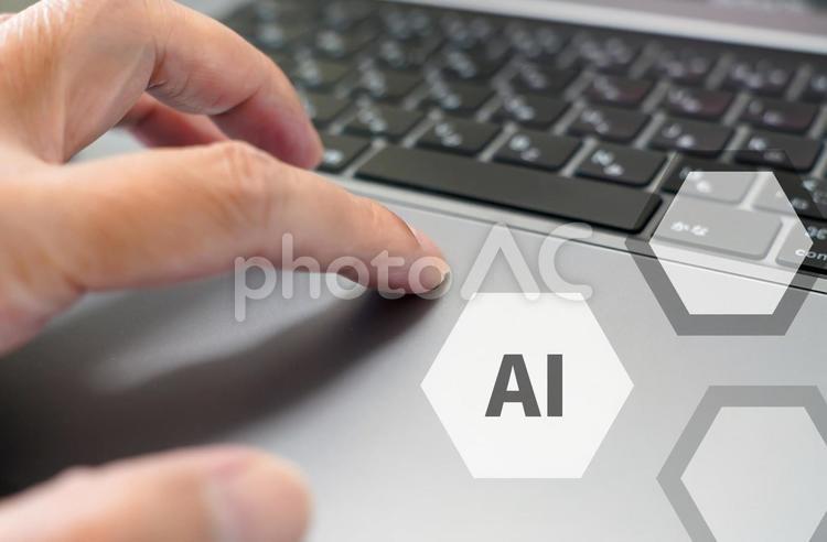 パソコンとAIのイメージ ai,生成ai,人工知能の写真素材
