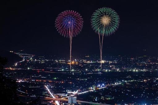 やつしろ全国花火「特大スターマイン」 やつしろ全国花火競技大会,花火大会,八代市の写真素材
