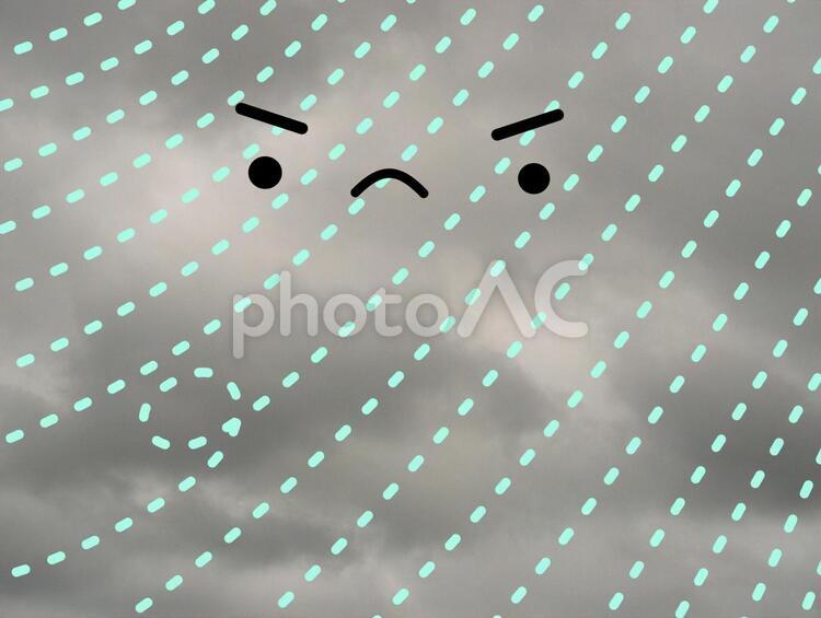 大雨２（顔付き） 大雨,豪雨,土砂降りの写真素材