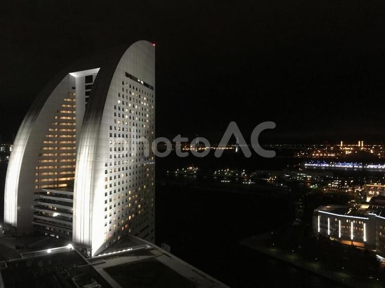 みなとみらいの夜景(インターコンチ) みなとみらい,夜景,横浜市の写真素材