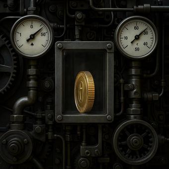 硬貨を守る歯車の心臓 硬貨を守る歯車の心臓の写真