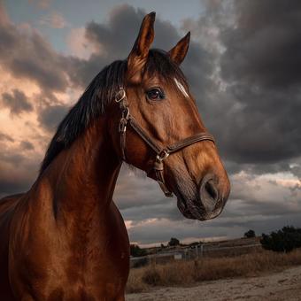 馬具をつけた凛々しい馬のポートレート 馬具をつけた凛々しい馬のポートレートの写真