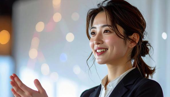 プレゼンテーションをするビジネスマンの写真