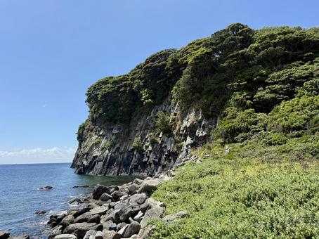 福井県東尋坊雄島の景色 無人島,福井県,田舎の写真素材