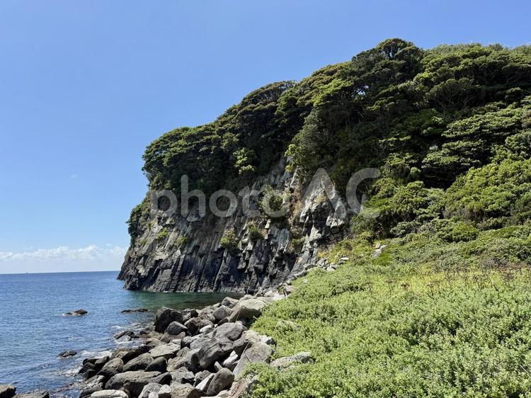 福井県東尋坊雄島の景色 無人島,福井県,田舎の写真素材