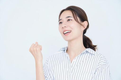 応援するビジネスウーマン ビジネスウーマン,女性,白バックの写真素材