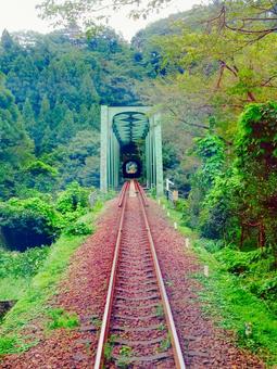 樽見鉄道の根尾川に架かる橋梁 樽見鉄道,根尾川,根尾川橋梁の写真素材