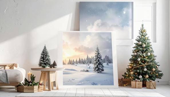 クリスマスデコレーションのシンプルな部屋の写真