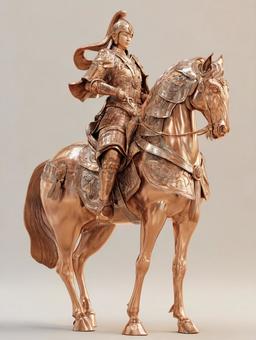 力強い馬と甲冑をまとった人物像 力強い馬と甲冑をまとった人物像の写真