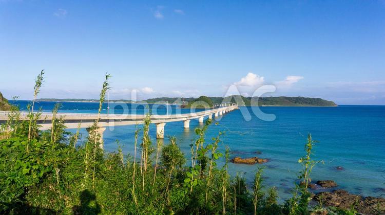 下関市の角島大橋の絶景 角島大橋,絶景,山口県の写真素材