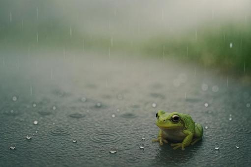 雨とアマガエル 雨とアマガエルの写真