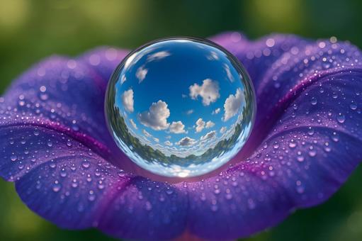 雲映す花の雫 雲映す花の雫の写真