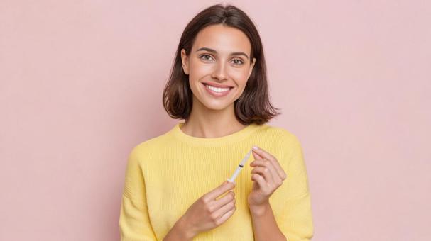 注射器を持つ女性の写真