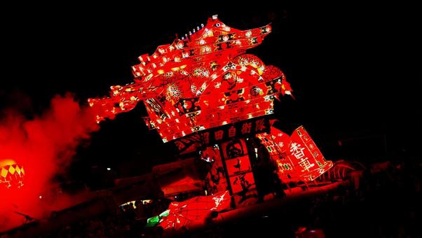 北海道沼田町の夜高行燈祭り 北海道沼田町の夜高行燈祭り イベント,爽やか,夜の写真素材