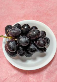 皿の上のぶどう ぶどう,果物,紫の写真素材