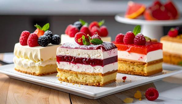 ショートケーキの集合イメージ ショートケーキの集合イメージの写真