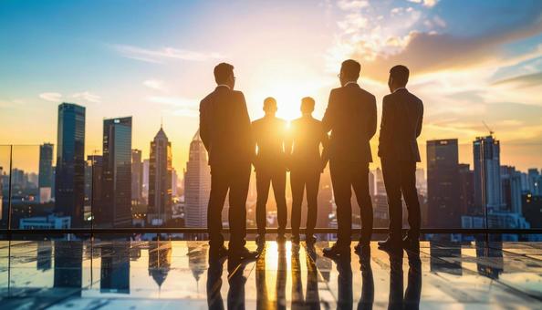 ビジネスマン達のシルエットの写真