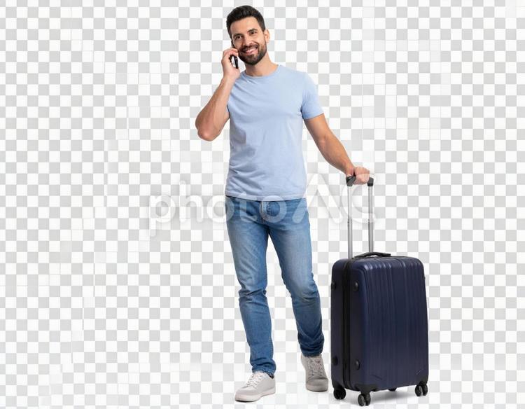 マートフォンで通話する男性の透過画像 性,通話,スマートフォンの写真素材