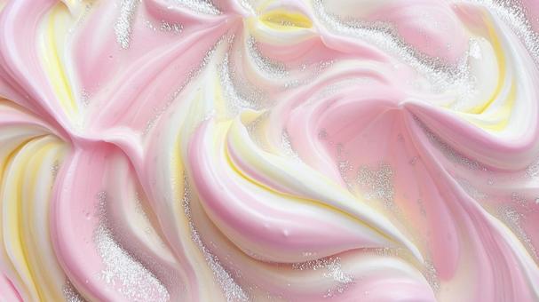 背景ピンクとレモンイエロー渦巻の写真