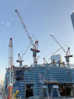 工事現場 工事現場,クレーン,工事の写真素材