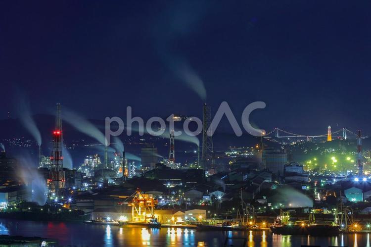 工場夜景　北九州　新日鐵住金(株) 八幡製鐵所 工場夜景,北九州,新日鐵住金(株)の写真素材