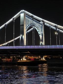 清洲橋　夜景 清洲橋,隅田川,夜景の写真素材