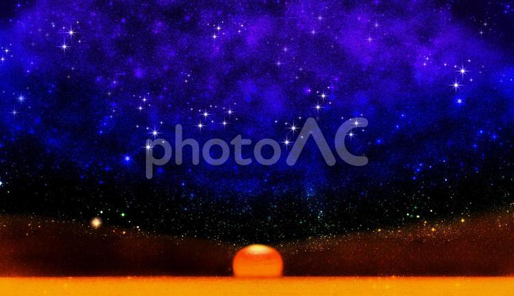 夕陽と星空・イメージ 星空,夕陽,夜空の写真素材