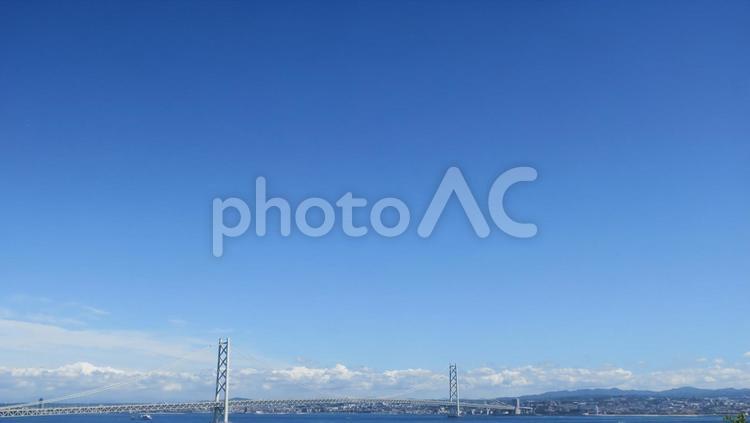 夏の明石海峡大橋 明石海峡大橋,夏,橋の写真素材