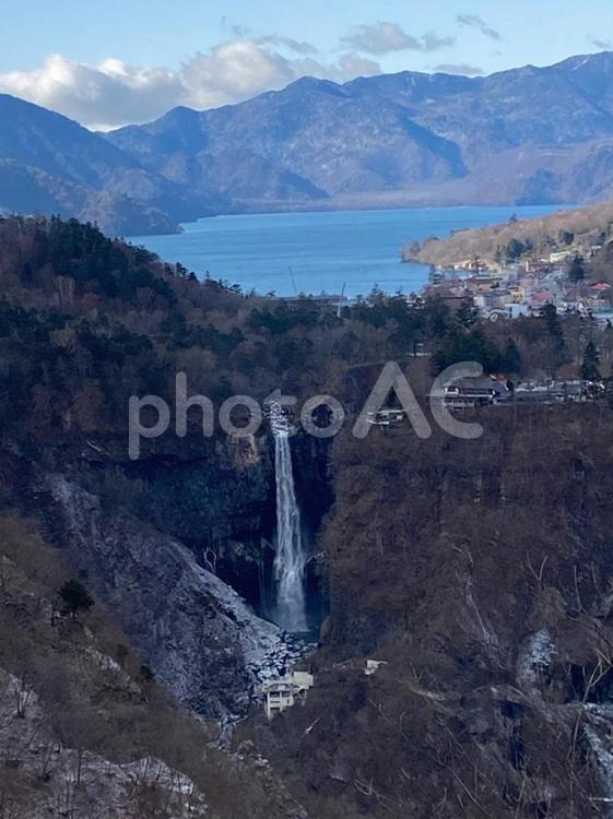 日光　華厳の滝　中禅寺湖 絶景,滝,湖の写真素材