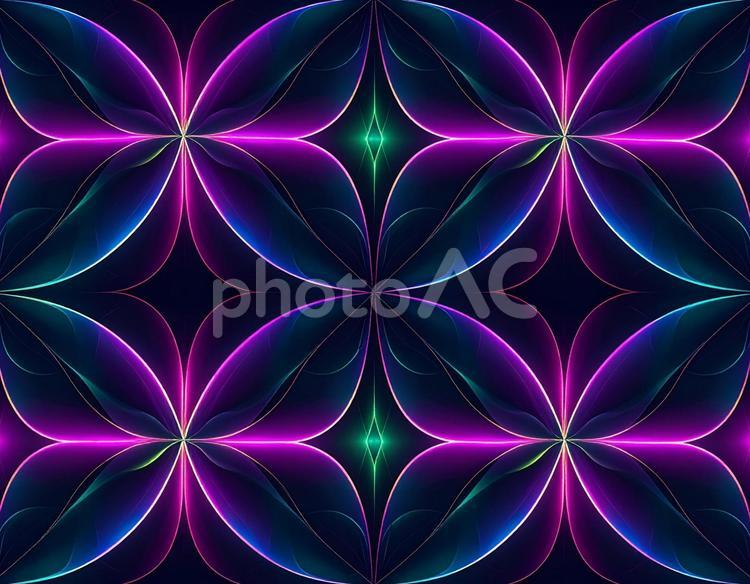 幾何学模様　ネオンサイン 幾何学模様,ネオン,万華鏡の写真素材