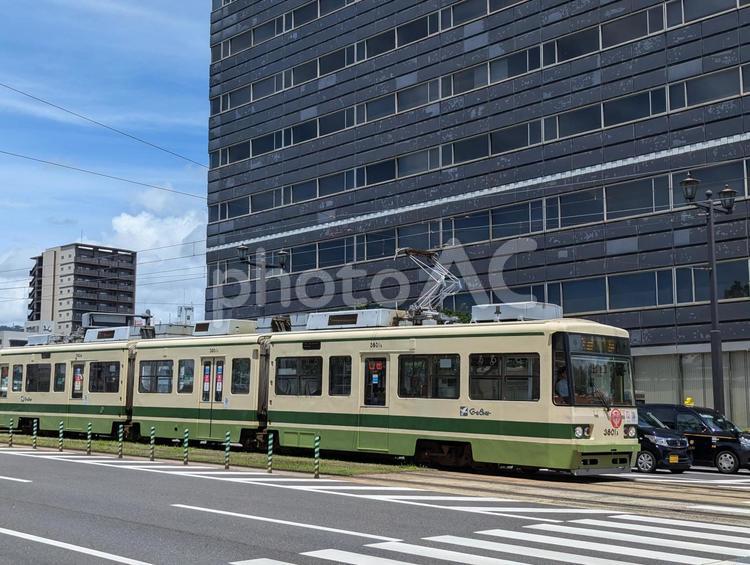 広島の路面電車 市電,広島電鉄,電車の写真素材